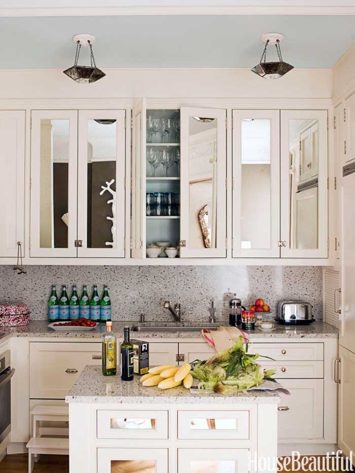 mirrored kitchen cabinets