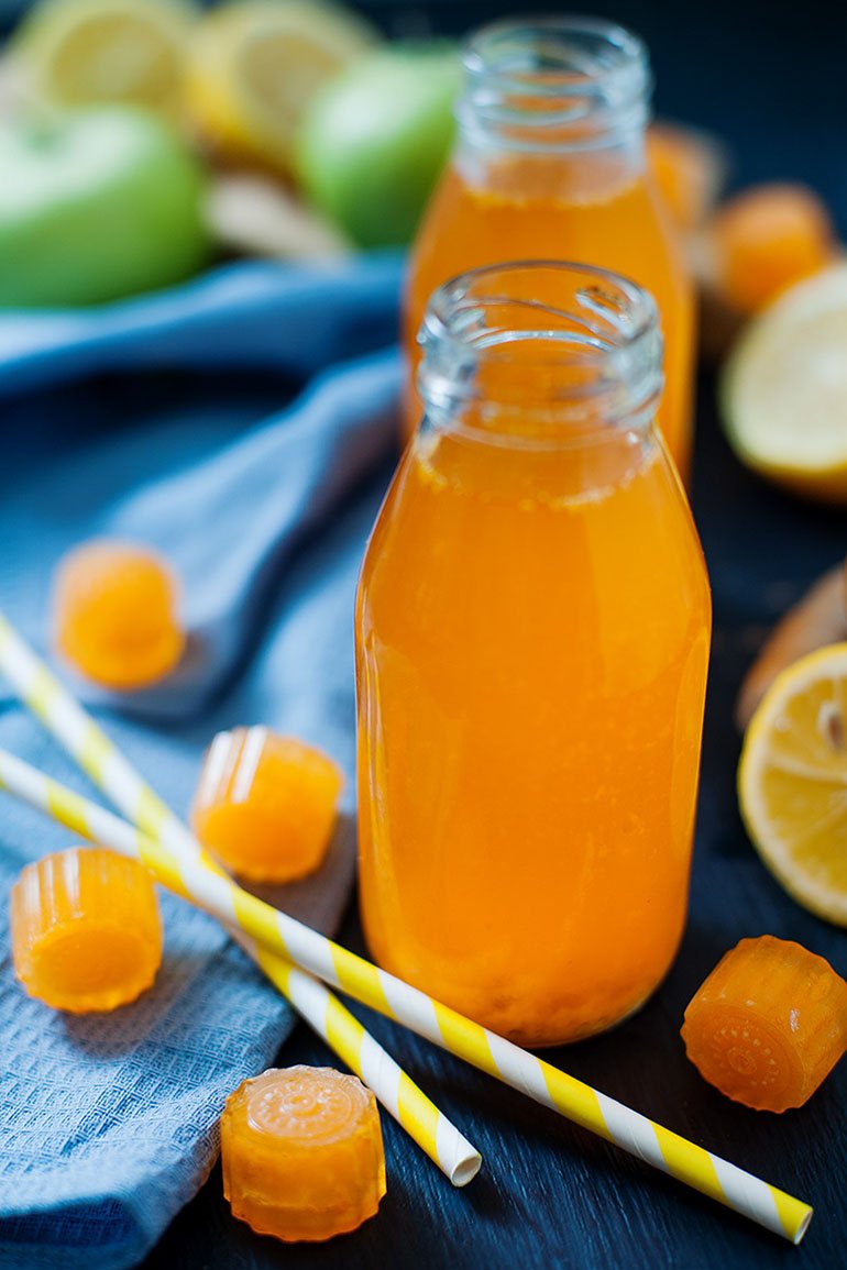 shot drink for health turmeric ginger and lemon