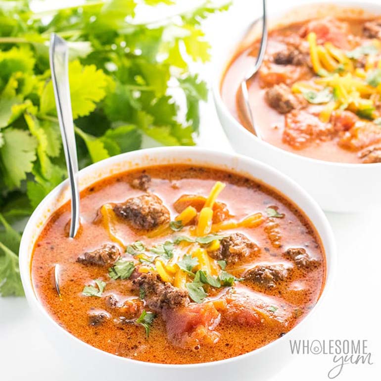EASY LOW CARB TACO SOUP RECIPE WITH RANCH DRESSING