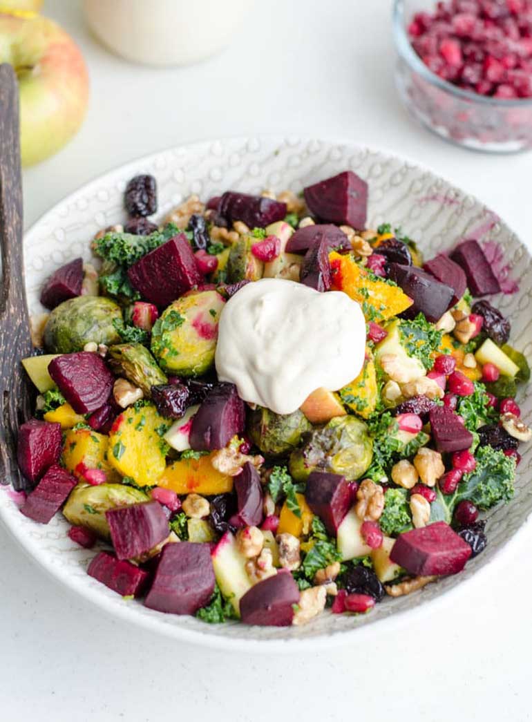 Fall Harvest Salad With Maple Tahini Dressing