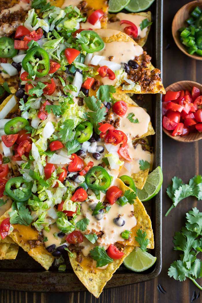 Easy Sheet Pan Nachos with Queso