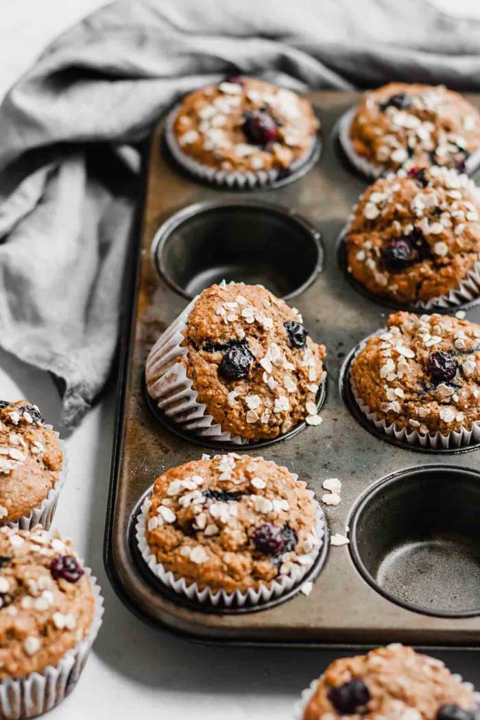 Vegan Blueberry Banana and Rolled Oat Muffins