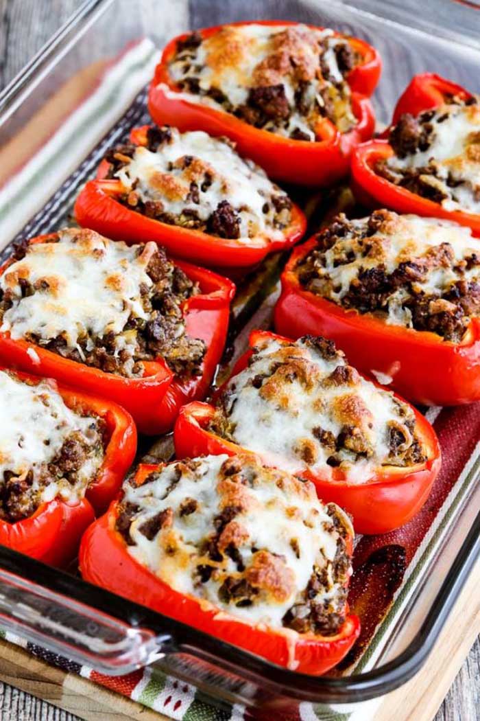 Beef, Sausage & Cabbage Low-Carb Stuffed Peppers