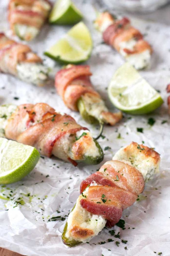 Goat Cheese stuffed bacon jalapeno popppers