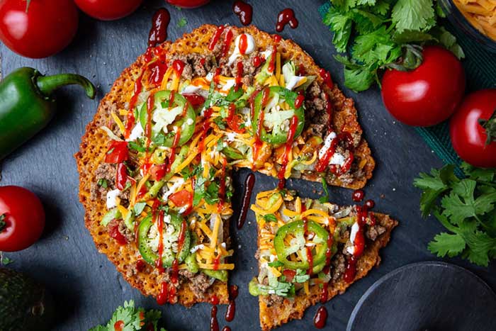 Keto Mexican Pizza with Cheddar Cheese Crust