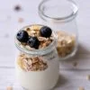 Overnight oats layered in glass jar