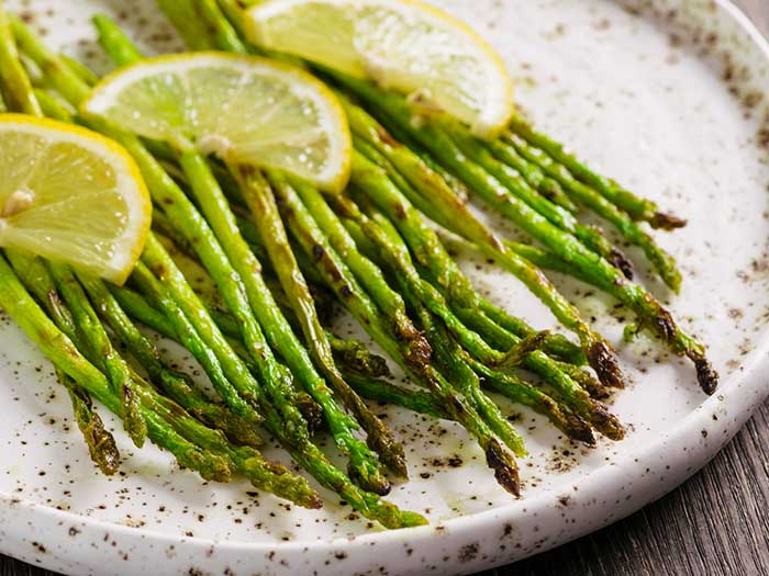 Roasted Asparagus in a Stylish White Plate