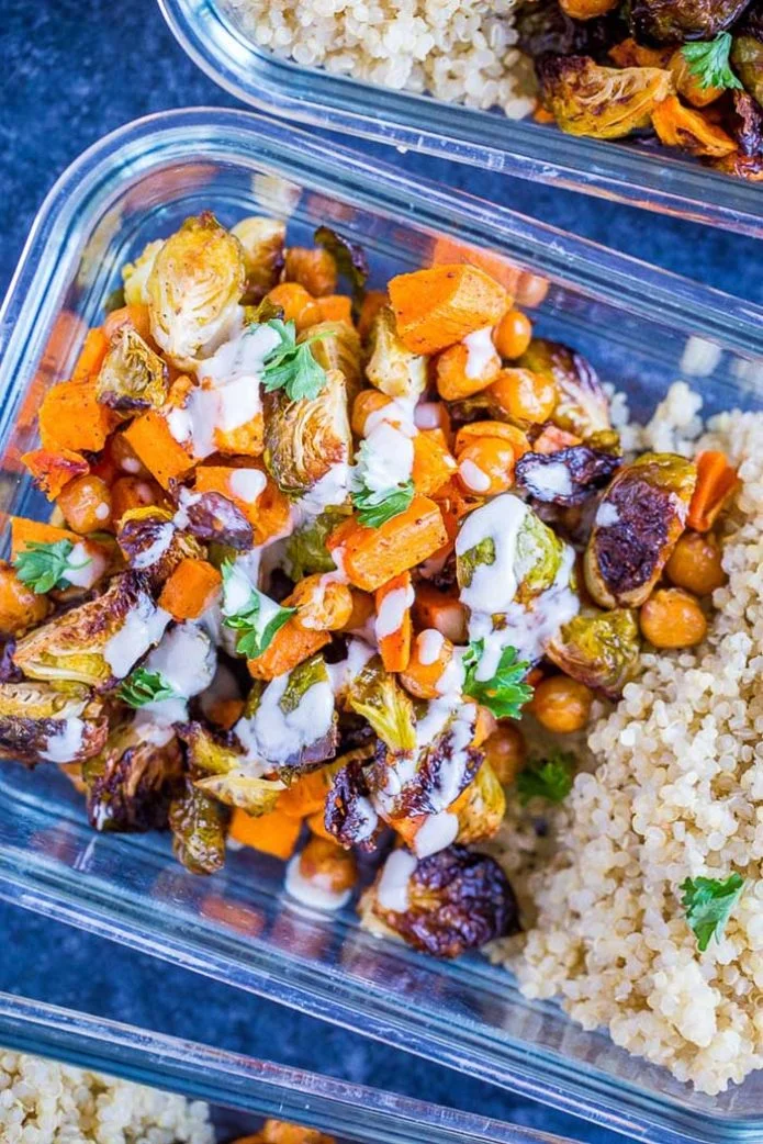 Roasted Sweet Potato and Chickpea Meal Prep Bowls
