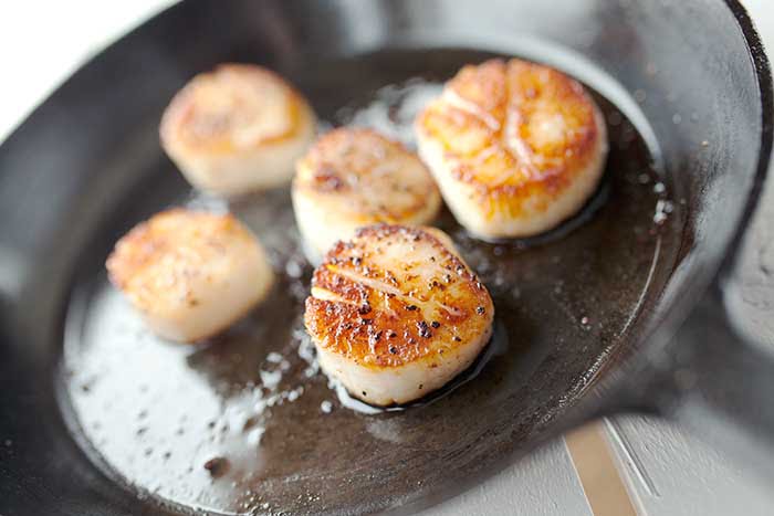 Seared Scallops in Cast Iron Pan