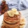 air fryer breakfast pancakes banana walnuts maple syrup