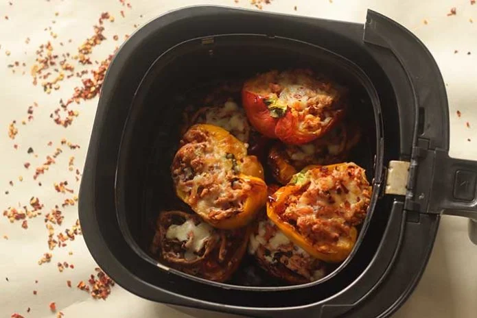 air fryer stuffed peppers cheese ground beef