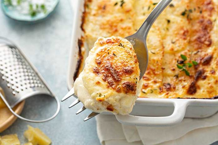 cheesy scalloped potatoes with thyme and parmesan