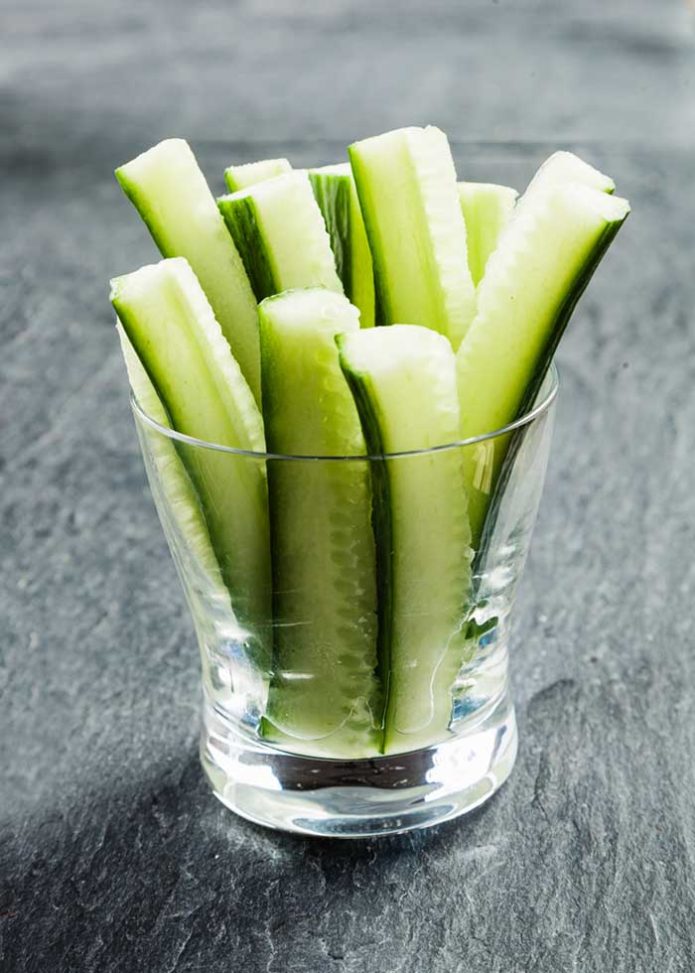 cucumber crudties cut into thin strips or batons