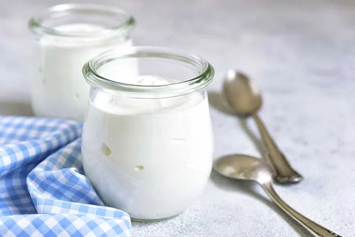 homemade organic yogurt in a glass jar