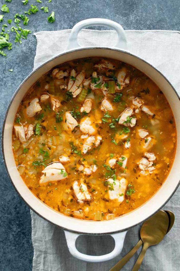 Chicken Thighs & Cauliflower Rice soup