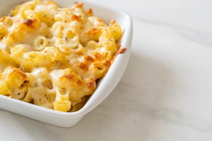mac and cheese macaroni pasta in cheesy sauce American style