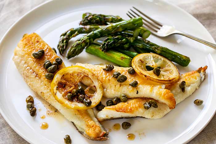 oven baked triggerfish capers lemon asparagus