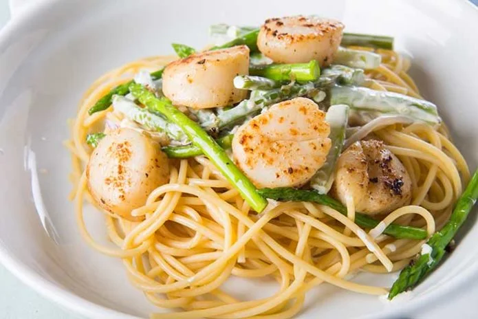 scallop asparagus cream pasta