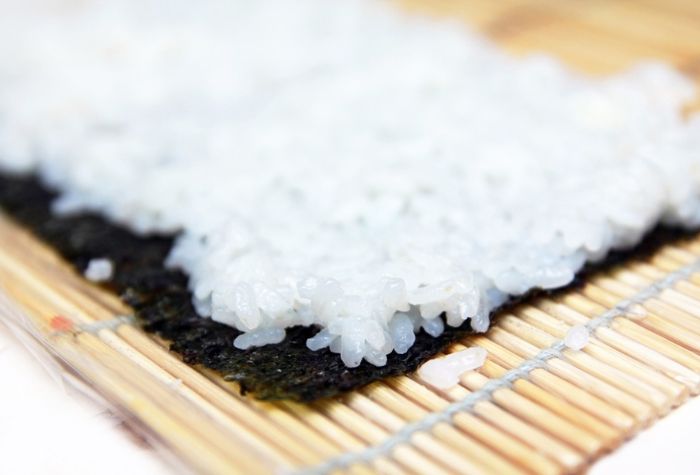 sushi rice on nori sheets